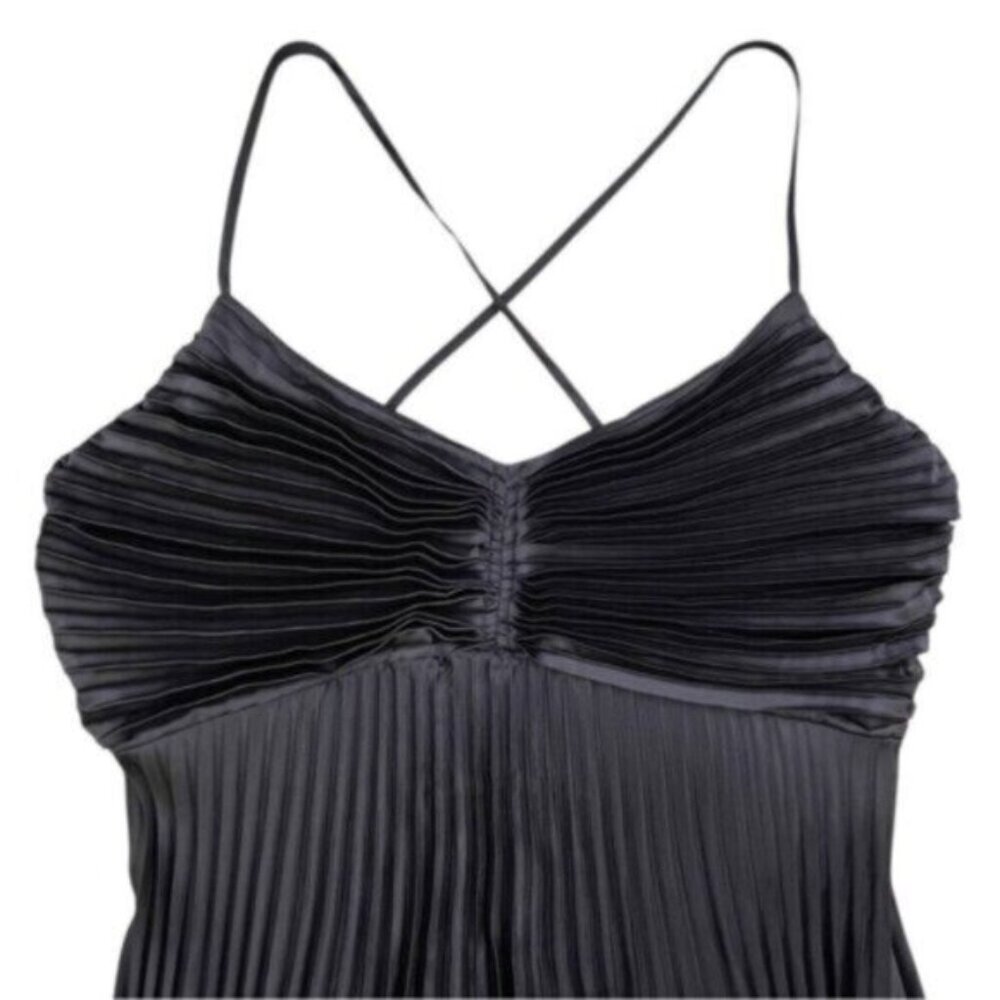Black Pleated Mini Dress with Spaghetti Straps